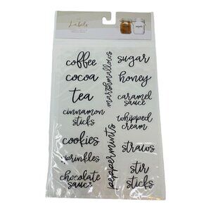 Kitchen Labels Vinyl Decal Sticker For Canister Jars Storage Organize New Black